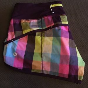 Lululemon Speed Short Size 8 Multi Plaid Color